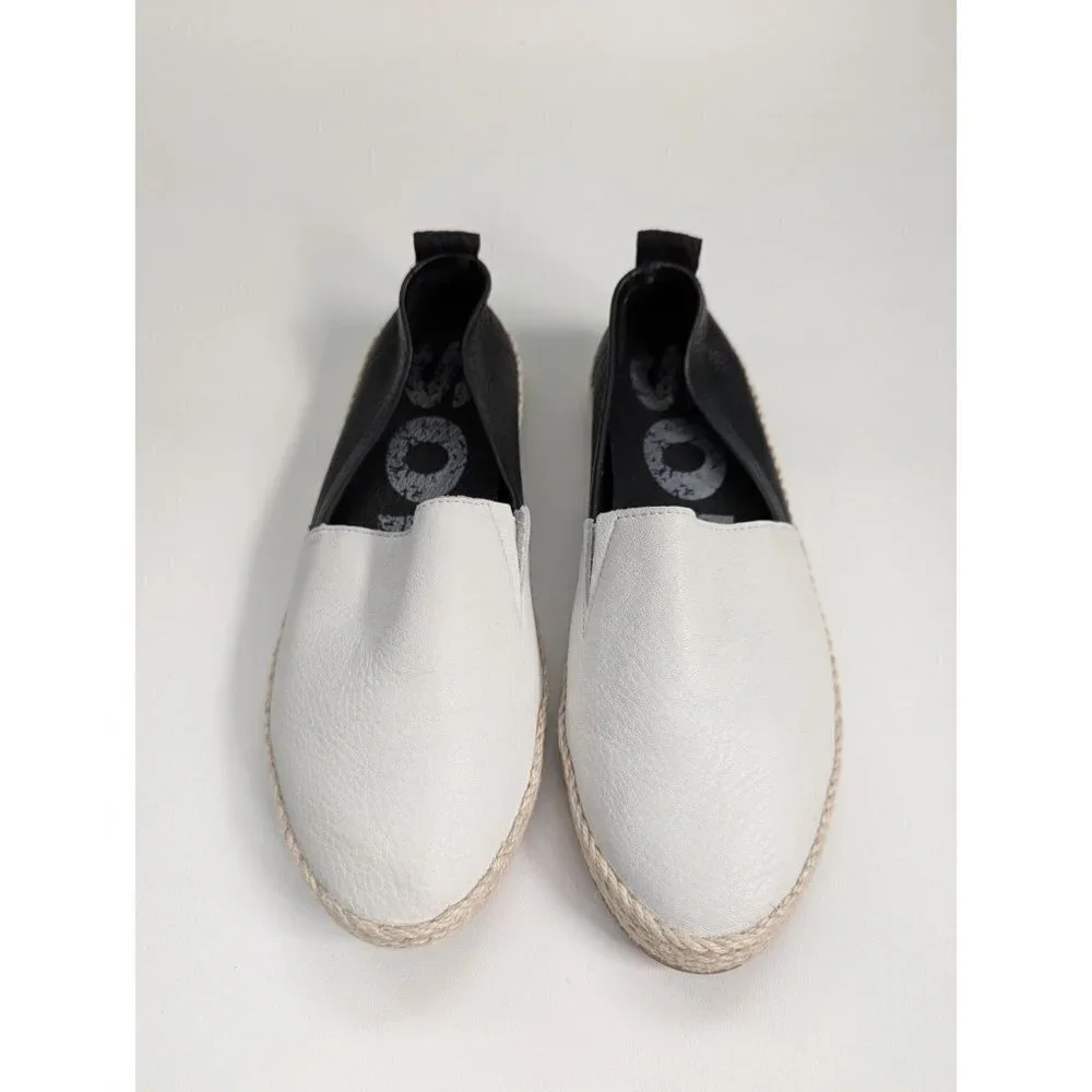Sorel Ella Jute Leather Slip On Espadrilles Black And White Size 8.5